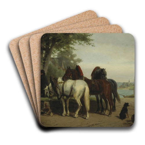 The Halt At The Inn by William Hahn Art Drink Coaster set