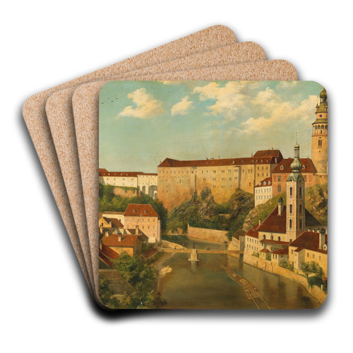 Blick auf Krumau by Moritz Stifter Art Drink Coaster set