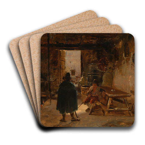Im Weinkeller by Johann Baptist Kirner Art Drink Coaster set