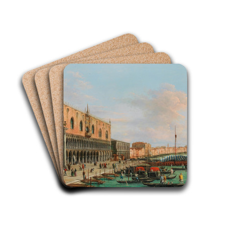 The Palazzo Ducale and the Riva degli Schiavoni, Venice by Giuseppe Bernardino Bison Drink Coasters - set of 4