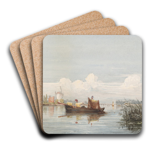 The Thames at Battersea by David Cox Art Drink Coaster set