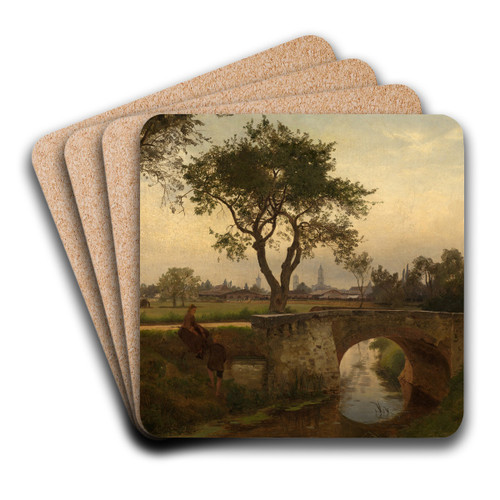 Blick auf Karlsruhe von Sden by Gustav Osterroht Art Drink Coaster set