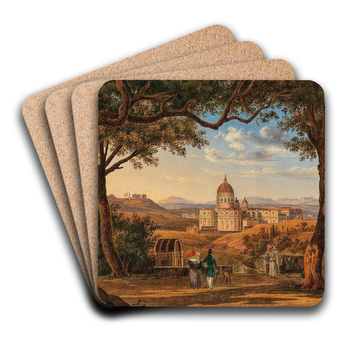Rome, View of St. Peters Basilica by Johann Christoph Gubig Art Drink Coaster set