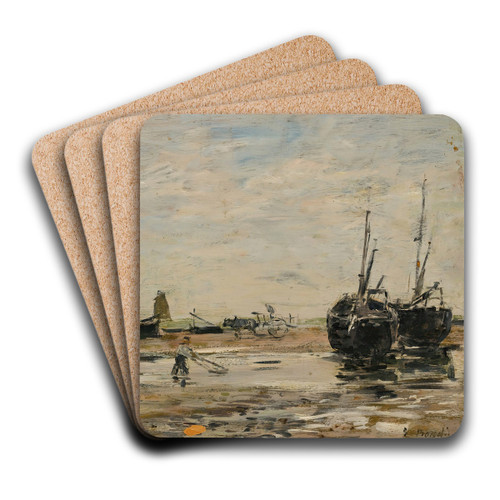 Rivage De Berk, Mare Basse by Eugne Boudin Art Drink Coaster set