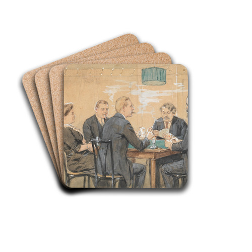 Kartenspieler im Kaffeehaus by Theodor Zasche Drink Coasters - set of 4