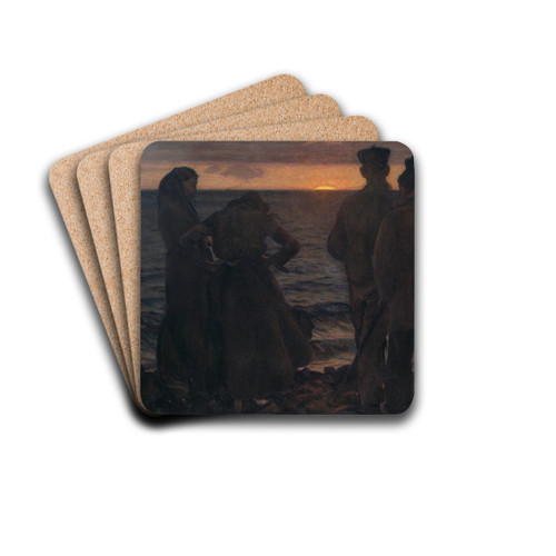The Old People by the Beach by Richard Bergh Drink Coasters - set of 4