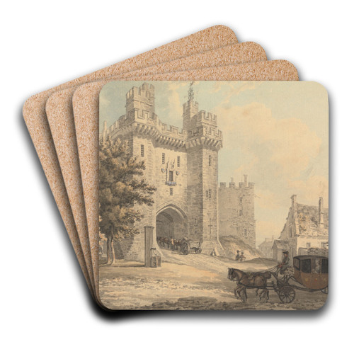The Gateway of Lancaster Castle by Thomas Hearne Art Drink Coaster set