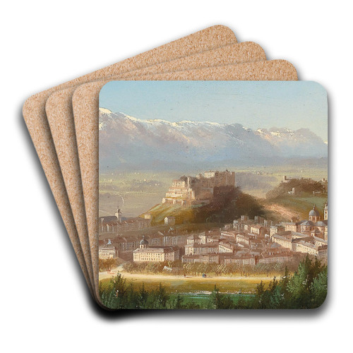 View of Salzburg by Hubert Sattler Art Drink Coaster set