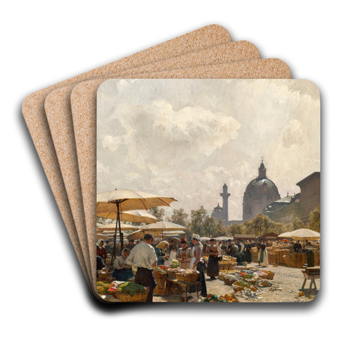 Der Naschmarkt in Wien by Carl Moll Art Drink Coaster set