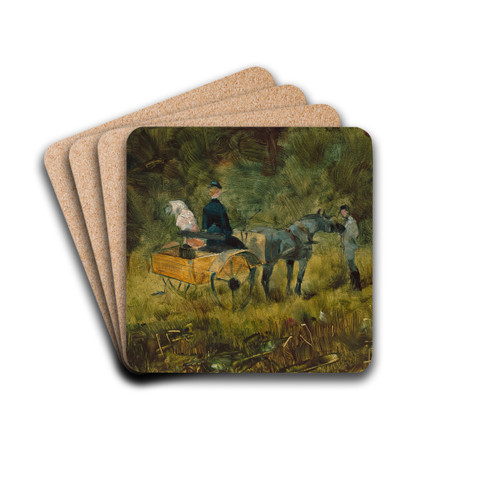 The Trap by Henri de Toulouse-Lautrec Drink Coasters - set of 4 The Trap by Henri de Toulouse-Lautrec Drink Coasters - set of 4