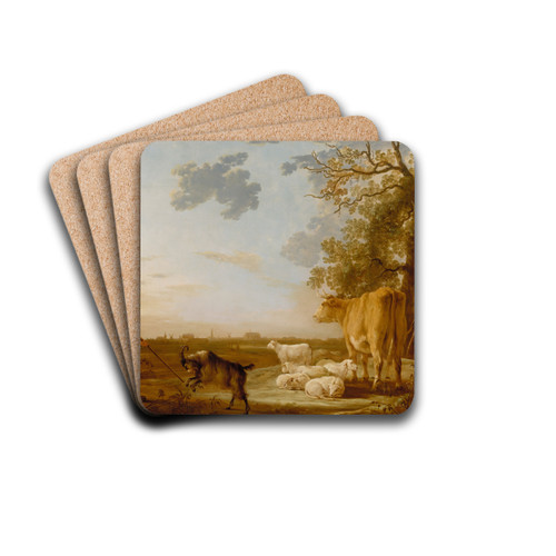 Landscape with cattle by Aelbert Cuyp Drink Coasters - set of 4