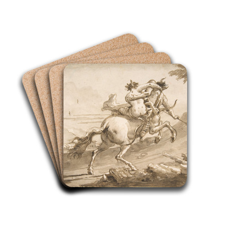 Back View of a Centaur Abducting a Satyress by Giovanni Domenico Tiepolo Drink Coasters - set of 4