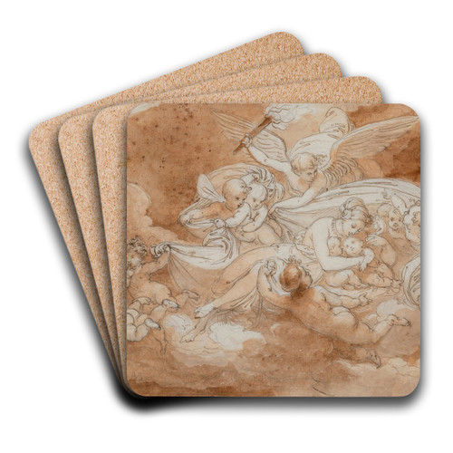Latona with Apollo and Diana being transported on the orders of Jupiter to the island by Tommaso Minardi Art Drink Coaster set