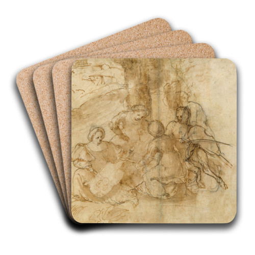 Concert champtre by Girolamo Romanino Art Drink Coaster set