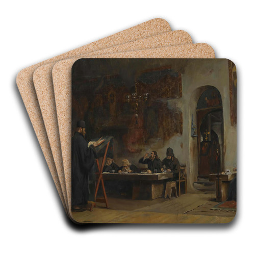 Refectory In A Greek Monastery(Mount Athos) by Theodoros Ralli Art Drink Coaster set