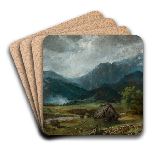 Mount Giewont by Aleksander Kotsis Art Drink Coaster set
