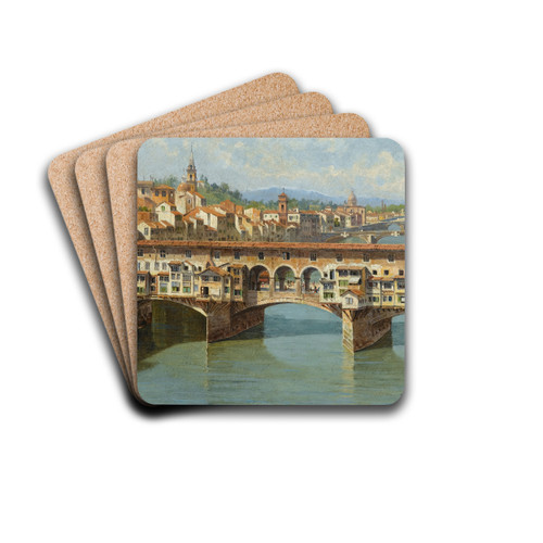 Theponte Vecchio, Florence by Antonietta Brandeis Drink Coasters - set of 4 Theponte Vecchio, Florence by Antonietta Brandeis Drink Coasters - set of 4