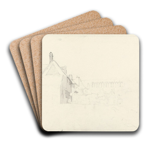 At St. Albans by Cornelius Varley Art Drink Coaster set