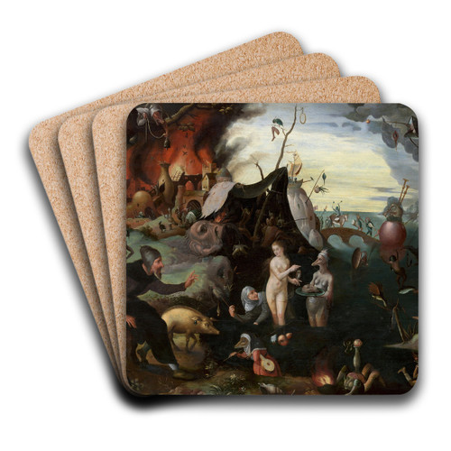The Temptation of Saint Anthony by Pieter Huys Art Drink Coaster set