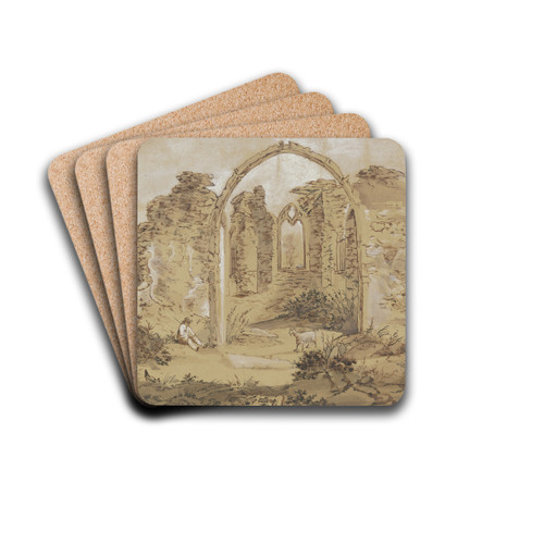 Die Ruine Hubertuskapelle bei Bergen by Anton Radl Drink Coasters - set of 4 Die Ruine Hubertuskapelle bei Bergen by Anton Radl Drink Coasters - set of 4