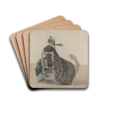 Seated Lady in Black, Trouville by Eugne Boudin Drink Coasters - set of 4