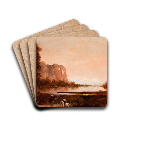 Landscape with Two Indians by Thomas Hill Drink Coasters - set of 4