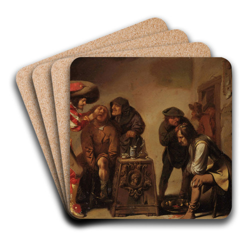 Doctor's Shop by Pieter Jansz. Quast Art Drink Coaster set