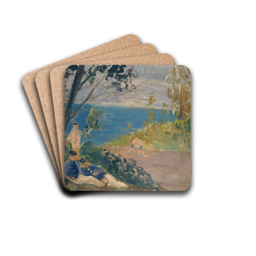 Siesta of the Frontier Guards by the Beach by Ernst Schiess Drink Coasters - set of 4 Siesta of the Frontier Guards by the Beach by Ernst Schiess Drink Coasters - set of 4