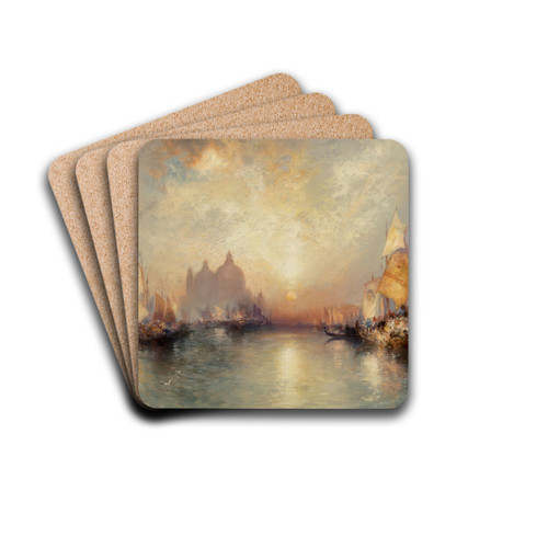 Entrance to the Grand Canal, Venice by Thomas Moran Drink Coasters - set of 4