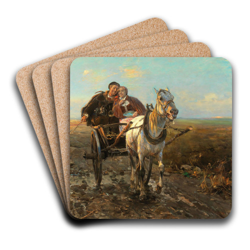 The Polish Wedding Ride by Alfred Von Wierusz-Kowalski Art Drink Coaster set The Polish Wedding Ride by Alfred Von Wierusz-Kowalski Art Drink Coaster set