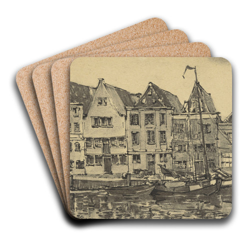 Veermanskade te Hoorn by Dick Ket Art Drink Coaster set