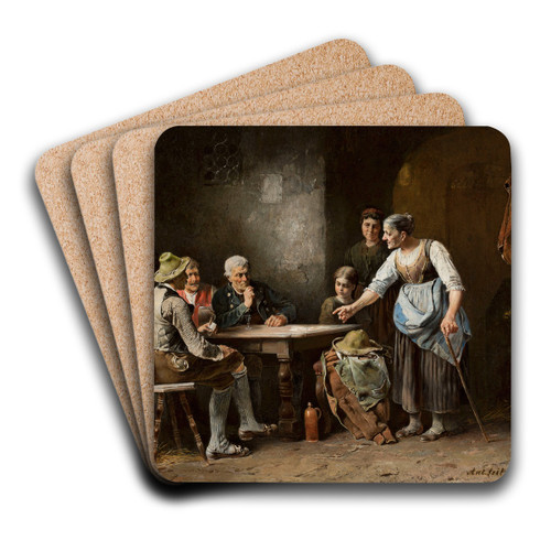 Scene in a tavern by Anton Seitz Art Drink Coaster set
