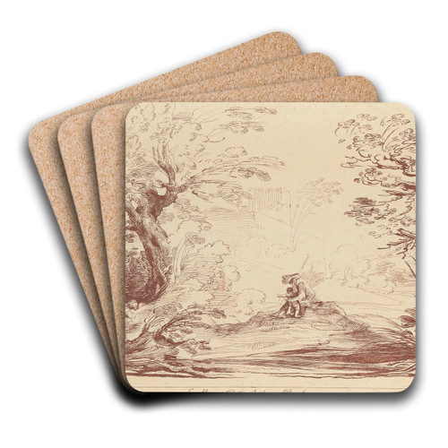 Landscape with figures by George Knapton Art Drink Coaster set