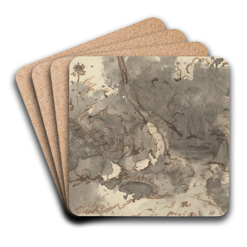 Thatched Building in a Wood by George Chinnery Art Drink Coaster set