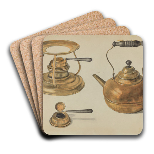 Burner and Kettle by Edith Magnette Art Drink Coaster set