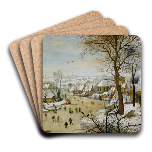 Winter Landscape with Bird Trap by Pieter Brueghel The Younger Art Drink Coaster set