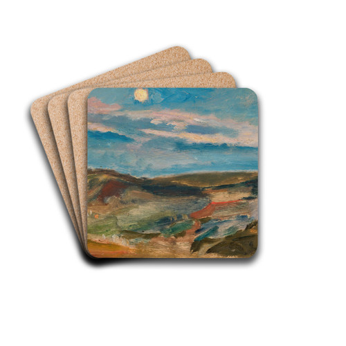 Moonlit hill by Tadeusz Makowski Drink Coasters - set of 4 Moonlit hill by Tadeusz Makowski Drink Coasters - set of 4