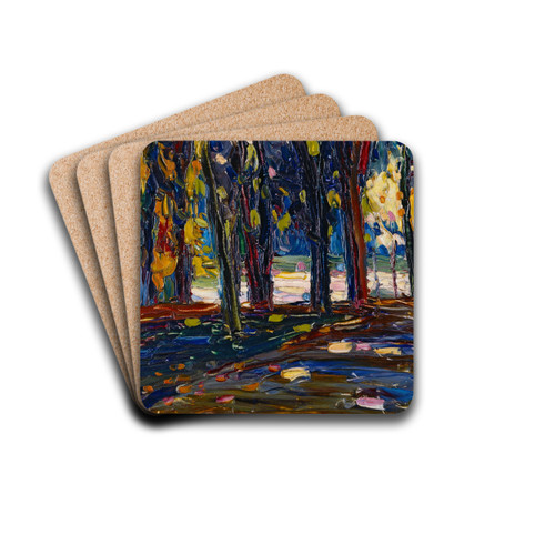 In the park of St. Cloud - Fall II by Wassily Kandinsky Drink Coasters - set of 4