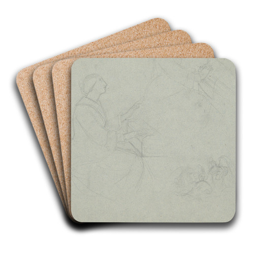 Sketch to the Figure of St Cecilia by Jzef Simmler Art Drink Coaster set Sketch to the Figure of St Cecilia by Jzef Simmler Art Drink Coaster set