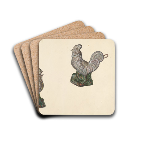 Rooster Coin Bank by William O. Fletcher Drink Coasters - set of 4