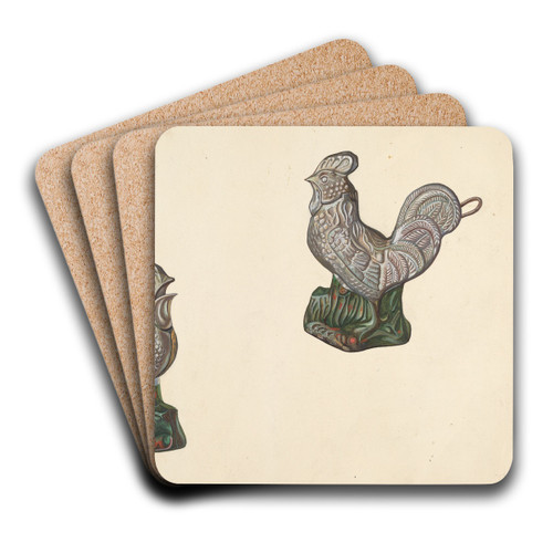 Rooster Coin Bank by William O. Fletcher Art Drink Coaster set