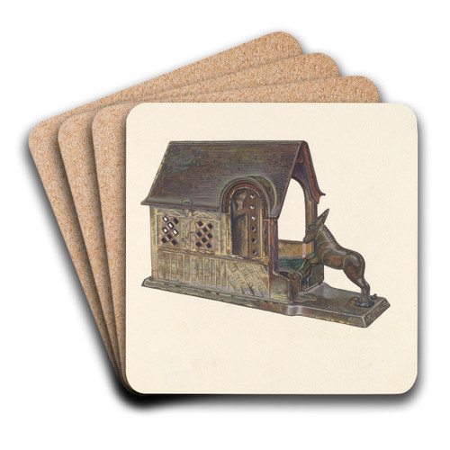 Toy Bank by William O. Fletcher Art Drink Coaster set Toy Bank by William O. Fletcher Art Drink Coaster set