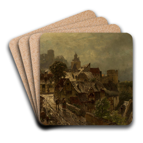 View of the city by Heinrich Hartung Art Drink Coaster set