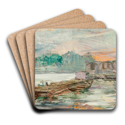 Barges on the Seine by Stanisaw Wyspiaski Art Drink Coaster set