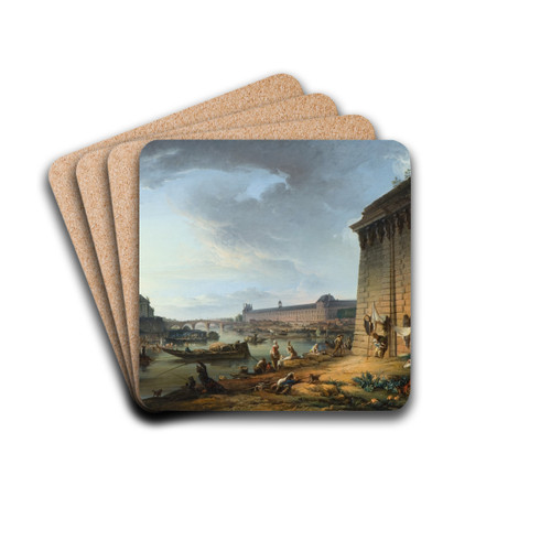 View of Paris from the Embankment beneath the Pont Neuf by Elias Martin Drink Coasters - set of 4