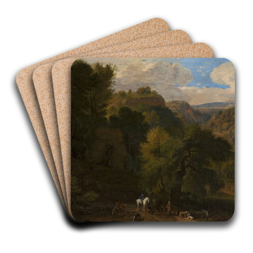 Landscape with a hunting scene by Dirk Maas Art Drink Coaster set