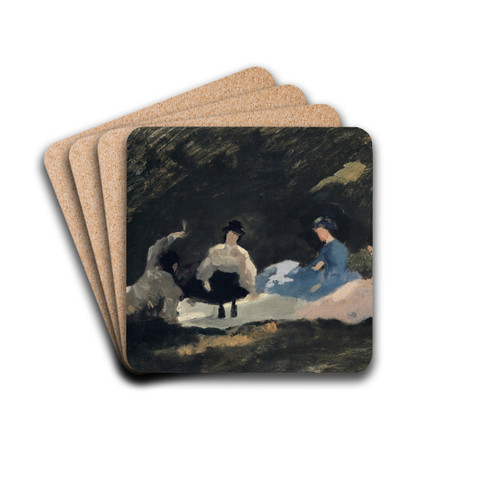 Breakfast at the Border of a Wood by Frank Buchser Drink Coasters - set of 4