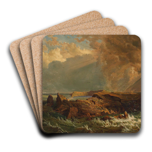 Meeresbrandung An Einer Felsigen Kstenlandschaft by Alois Kirnig Art Drink Coaster set