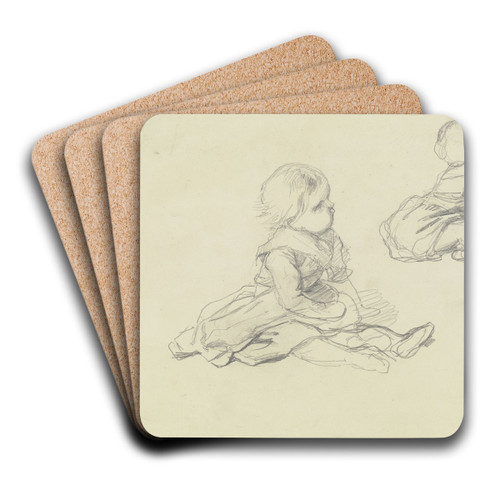Studienblatt; Sitzendes Kleinkind by Jakob Becker Art Drink Coaster set