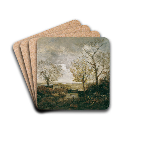 Herbstlandschaft am Fluss by Emil Jakob Schindler Drink Coasters - set of 4
